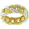 Two-tone 'Linked by Love' Cubic Zirconia Ring