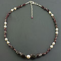 Sterling Silver Garnet and FW Pearl Necklace (India)