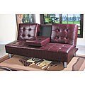 Barron Adjustable Bi-cast Leather Sofa with Cup Holders