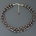 Sterling Silver Triple-strand Garnet Necklace (India)