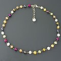 Sterling Silver Multi-colored Pearl Necklace (India)