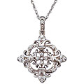 Silver 1/8ct TDW Diamond 'Fluer de Lis' Necklace