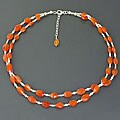 Sterling Silver Carnelian and Pearl Necklace (India)