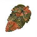Pink/ Green Delicate Carved Leaf Unakite Pendant
