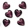 Murano-style Amethyst Glass Foil 20 mm Heart Beads