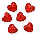 Murano-style Red Glass Foil 20-mm Heart Beads (Pack of 6)