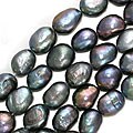 Peacock Blue Large 10 mm Oval Potato Pearls (15-inch Strand)