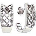 Sterling Silver 1/10ct TDW Diamond J-hoop Earrings