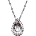 Sterling Silver 1/8ct TDW Diamond Teardrop Necklace