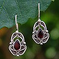 Silver and Garnet 'Newborn Butterfly' Earrings (Indonesia)