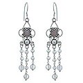 Silver and Rose Quartz 'Pink Cascades' Earrings (Indonesia)
