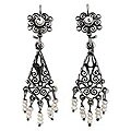 Sterling Silver 'Filigree Tears' Pearl Earrings (Mexico)