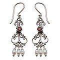 Pearl and Garnet 'Crimson Clouds' Earrings (Indonesia)