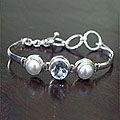 Pearl and Topaz 'Blue Moon' Bracelet (Indonesia)