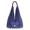Cotton 'Navy Blue Fantasy' Shoulder Bag (Thailand)