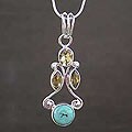 Silver 'Sunshine' Citrine/ Turquoise Necklace (India)