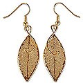 22k Goldplated 'Forest Duet' Natural Leaf Earrings (Thailand)