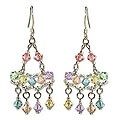 Sterling Silver 'Sparkling Fans' Crystal Earrings (Thailand)
