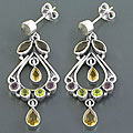 Sterling Silver Multi-gemstone Dangle Earrings (India)