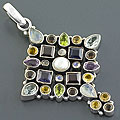Sterling Silver Multi-gemstone Pendant (India)