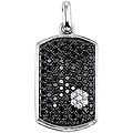 14k Gold 1ct TDW Black/ White Diamond Dog Tag Necklace (H-I, I2-I3)