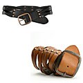 Linea Pelle Women's Sliced Leather Stud Belt