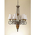 Burnished Bourbon Knob Hill Chandelier with White Shades