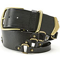 Linea Pelle Women's Tri-buckle Sliced Leather Belt