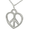Sterling Silver Heart Peace Sign Necklace