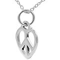 Sterling Silver Heart Peace Sign Necklace