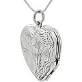 Sterling Silver 4-way Etched Heart Locket Necklace