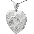 Sterling Silver Etched Heart Locket Necklace