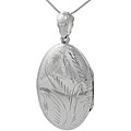 Sterling Silver Etched Oval Locket Necklace