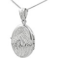 Sterling Silver Etched Oval Locket Necklace