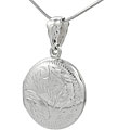 Sterling Silver Etched Round Locket Necklace