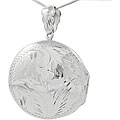 Sterling Silver Etched Round Locket Necklace