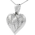 Sterling Silver Etched Puffed Heart Necklace