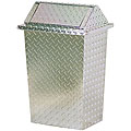 Diamond Plate Trash Can with Revolving Lid
