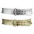 Linea Pelle Women's Metallic Stitched Jean Belt