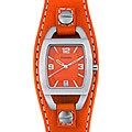 Fossil Women's Orange Leather Strap Watch