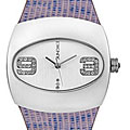 DKNY Women's Rhinestone Purple Leather Strap Watch