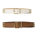Linea Pelle Women's Sliced Leather Studded Belt