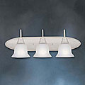 Stucco White and Satin Etched Glass 3-light Bath Lamp