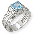 Simon Frank 14k Gold Overlay Blue Topaz/ CZ Ring