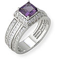 Simon Frank 14k Gold Overlay Amethyst and CZ Ring