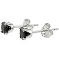 Sterling Silver Black Cubic Zirconia Stud Earrings
