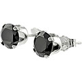 Sterling Silver 6-mm Black CZ Round Earrings