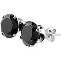 Sterling Silver 8-mm Black CZ Round Earrings