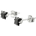 Sterling Silver 4-mm Black CZ Square Earrings