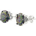 Sterling Silver 8-mm Mystic CZ Round Earrings
